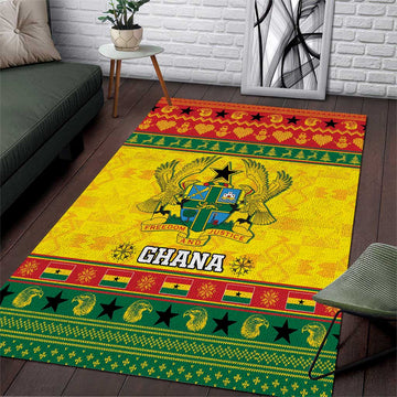 Afro Ghana Christmas Area Rug Coat Of Arms - Kente Pattern LT15