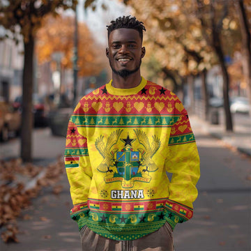 Afro Ghana Christmas Sweatshirt Coat Of Arms - Kente Pattern LT15