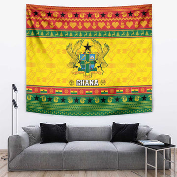 Afro Ghana Christmas Tapestry Coat Of Arms - Kente Pattern LT15