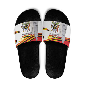Uganda Independence Day Slide Sandals Independence Monument - Coat Of Arms LT15