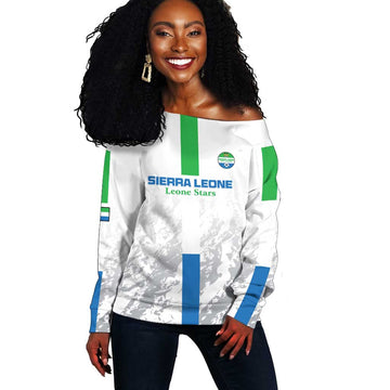 Custom Sierra Leone Football Off Shoulder Sweater Grunge Style LT15
