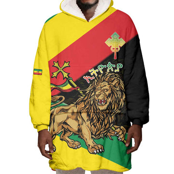 Ethiopia Lion of Judah Wearable Blanket Hoodie Ethiopia Empire 1270-1974 LT15
