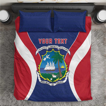 Personalised Afro Liberia Bedding Set Coat Of Arms With Flag Map - African Pattern LT15
