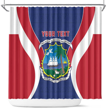 Personalised Liberia Shower Curtain Coat Of Arms With Flag Map LT15