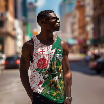 Personalized South Africa Combine England Rugby Men Tank Top Springboks and Red Rose LT15