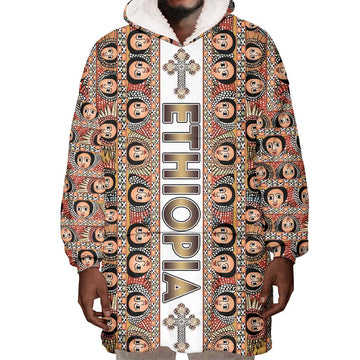 Personalized Ethiopia Wearable Blanket Hoodie Ethiopian Tewahedo Angel Orthodox LT15