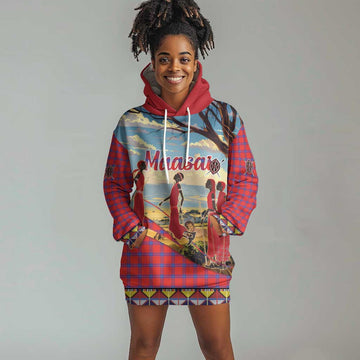 Maasai Adumu Dance Hoodie Dress Shuka Pattern - Kenya Safari LT15