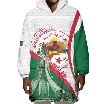 Algeria Independence Day Wearable Blanket Hoodie Coat Of Arms With Maqam Echahid LT15
