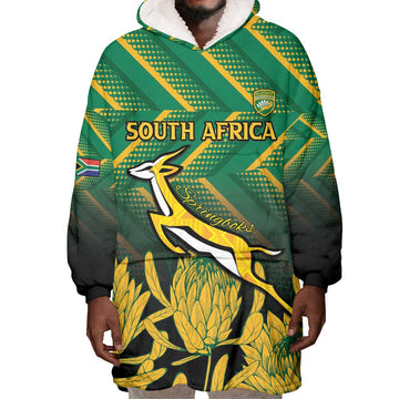 South Africa Rugby Custom Wearable Blanket Hoodie Go Springboks Go LT15