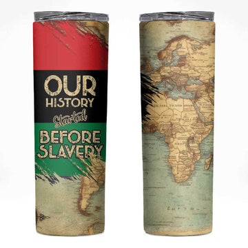 Pan-African Flag Day Skinny Tumbler African Map - Vintage Style LT15
