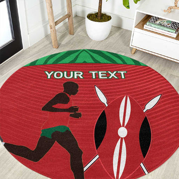 Custom Afro Athletics Kenya Round Carpet Kenyan Runner - Maasai Shield LT15