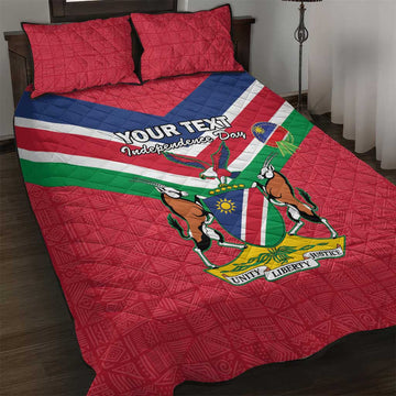 Personalised Namibia Quilt Bed Set Coat Of Arms With Flag Map - Happy Independence Day LT15