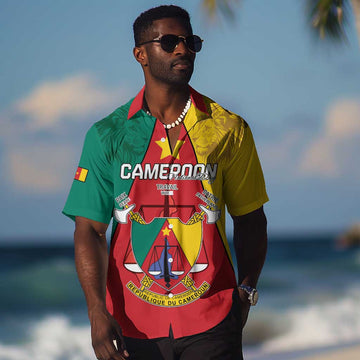 Personalised Cameroon National Day Hawaiian Shirt Lion Mix Coat Of Arms Style LT15