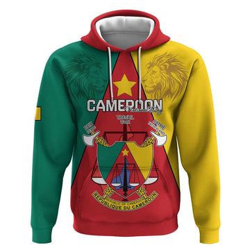 Personalised Cameroon National Day Hoodie Coat Of Arms With Lion LT15