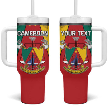 Personalised Cameroon National Day Tumbler With Handle Lion Mix Coat Of Arms Style LT15