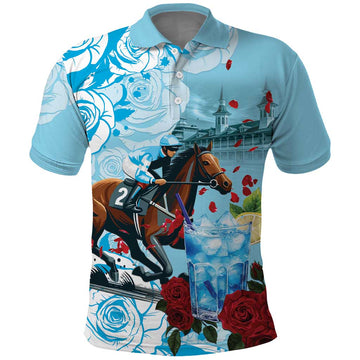 Kentucky Horse Racing Polo Shirt Churchill Downs Derby Blueberry Mint Julep Cocktail LT15
