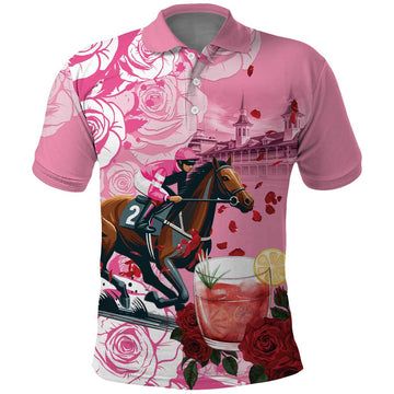 Kentucky Horse Racing Polo Shirt Churchill Downs Derby Strawberry Mint Julep Cocktail LT15