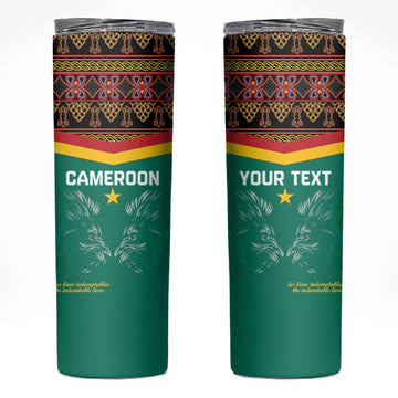 Custom Cameroun Football Skinny Tumbler Allez Les Lions Indomptables LT15