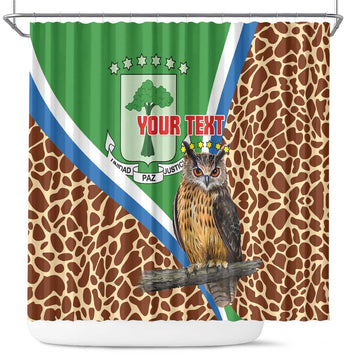 Personalised Equatorial Guinea Shower Curtain Bubo Poensis Mix Giraffe Pattern LT15