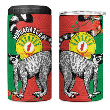 Happy Madagasikara Independence Day 4 in 1 Can Cooler Tumbler Ring-Tailed Lemur With Seal LT15