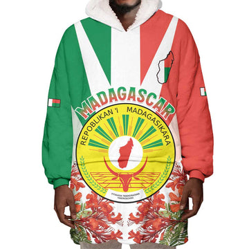 Personalized Madagasikara Wearable Blanket Hoodie Seal With Poinciana LT15