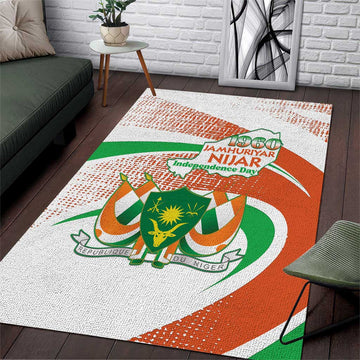 Happy Jamhuriyar Nijar Independence Day Area Rug Coat Of Arm With Niger Map LT15