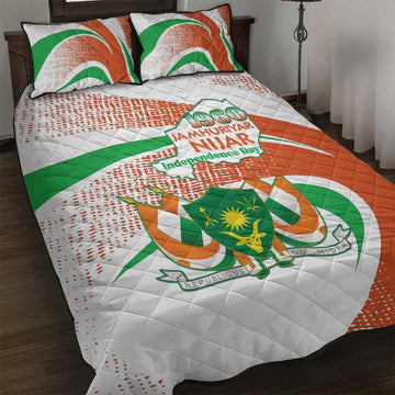 Happy Jamhuriyar Nijar Independence Day Quilt Bed Set Coat Of Arm With Niger Map LT15