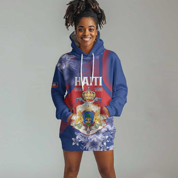 Personalized Second Anpi an Ayiti Hoodie Dress Imperial Haiti Coat Of Arms Tropical Flowers LT15