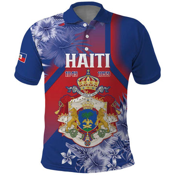 Personalised Second Empire of Haiti Polo Shirt Imperial Coat Of Arms 1849-1859 Tropical Flowers LT15