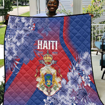 Second Anpi an Ayiti Quilt Imperial Haiti Coat Of Arms Tropical Flowers LT15