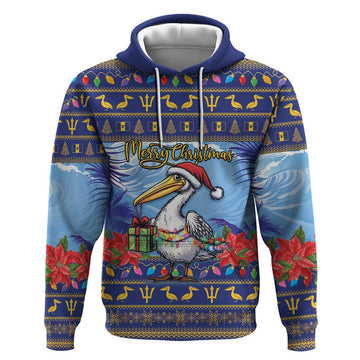 Barbados Christmas Hoodie Pelican With Poinsettia LT15