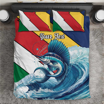 Personalised Afro Seychelles Bedding Set Sailfish With Coat Of Arms LT15