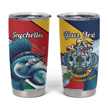 Personalised Afro Seychelles Tumbler Cup Sailfish With Coat Of Arms LT15