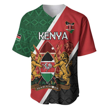Personalised Kenya Baseball Jersey Flag Style - African Pattern LT15