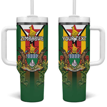 Personalised Zimbabwe Independence Day Tumbler With Handle Coat Of Arms Fire Lilies LT15