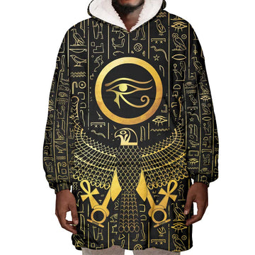 Ancient Egyptian Wearable Blanket Hoodie Horus Falcon God LT15