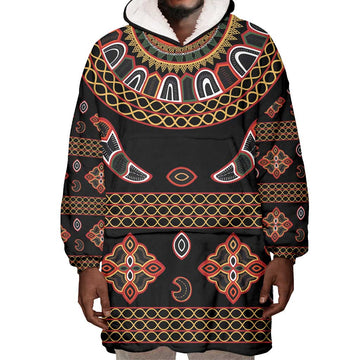 Cameroon Traditional Toghu Pattern Wearable Blanket Hoodie LT15
