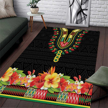 Afro Hibiscus Tropical Area Rug Dashiki African Pattern LT15