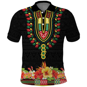 Personalized Hibiscus Mix Dashiki African Pattern Polo Shirt Adinkra Symbol LT15