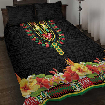 Afro Hibiscus Tropical Quilt Bed Set Dashiki African Pattern LT15