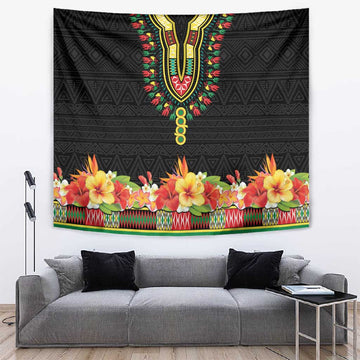 Afro Hibiscus Tropical Tapestry Dashiki African Pattern LT15
