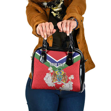 Personalized Gambia Shoulder Handbag Coat Of Arms White Variety Orchid LT15