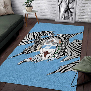 Personalized Lefatshe la Botswana Area Rug Coat Of Arms - African and Zebra Patterns LT15