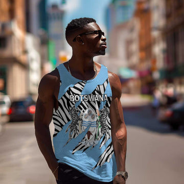 Personalized Lefatshe la Botswana Men Tank Top Coat Of Arms - African and Zebra Patterns LT15