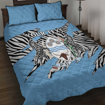 Personalized Lefatshe la Botswana Quilt Bed Set Coat Of Arms - African and Zebra Patterns LT15