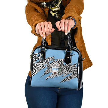 Personalized Botswana Shoulder Handbag Coat Of Arms With Map - African and Zebra Patterns LT15