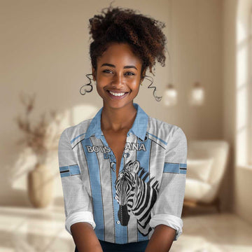 Custom Lefatshe la Botswana Football Women Casual Shirt Come On Dipitse LT15