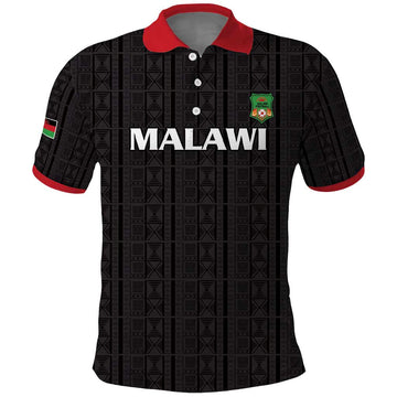 Custom Malawi Football Polo Shirt Come On Flames - Black LT15