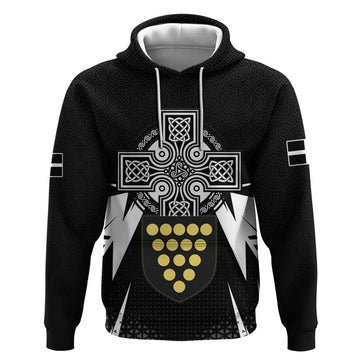 Cornwall Celtic Cross Hoodie Coat Of Arms With Celtic Pattern LT15
