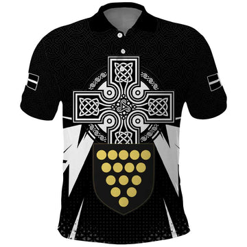 Cornwall Celtic Cross Polo Shirt Coat Of Arms With Celtic Pattern LT15